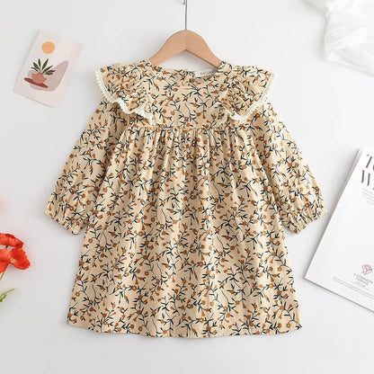 Spring Winter Cartoon Letter Embroidery Sweatshirt Girl Fashion Long Hoodie Dress Pullover Moletom Feminina 2-6Years