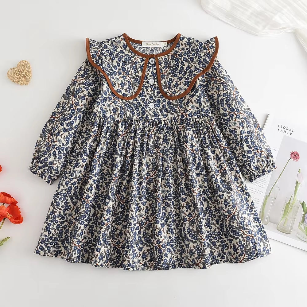 Spring Winter Cartoon Letter Embroidery Sweatshirt Girl Fashion Long Hoodie Dress Pullover Moletom Feminina 2-6Years