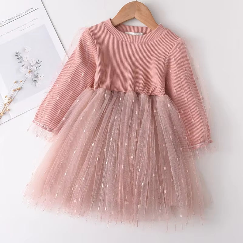 Spring Winter Cartoon Letter Embroidery Sweatshirt Girl Fashion Long Hoodie Dress Pullover Moletom Feminina 2-6Years