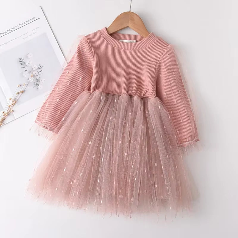 Spring Winter Cartoon Letter Embroidery Sweatshirt Girl Fashion Long Hoodie Dress Pullover Moletom Feminina 2-6Years
